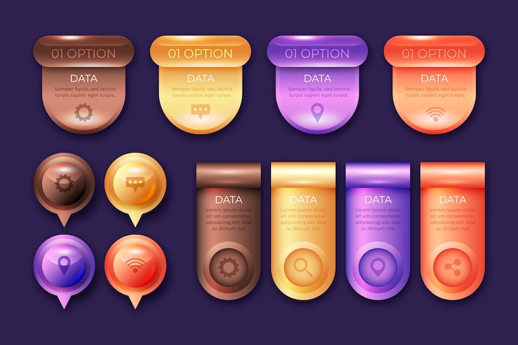 Free Vector realistic glossy infographic elements collection
