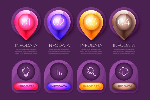 無料ベクター 現実的な光沢のあるインフォグラフィック要素セット