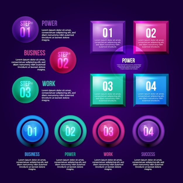 Insieme di elementi infographic lucido realistico