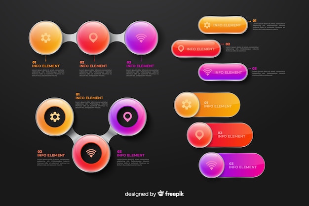 Vettore gratuito elementi infographic lucidi realistici