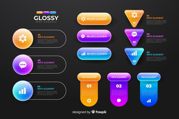 Реалистичные глянцевые инфографики элементы