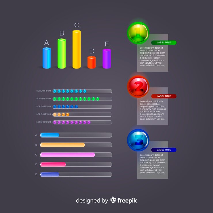 Free Vector realistic glossy plastic infographic element collection