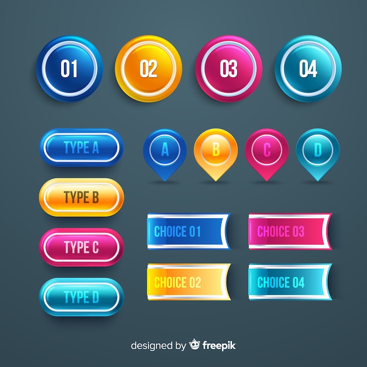 Free Vector realistic glossy plastic infographic elements