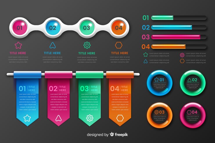 Free Vector realistic glossy plastic infographic elements