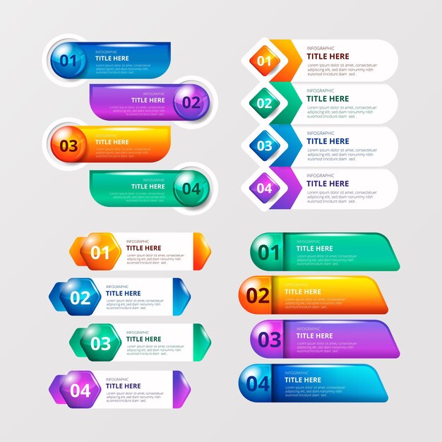 Realistic glossy plastic infographic elements