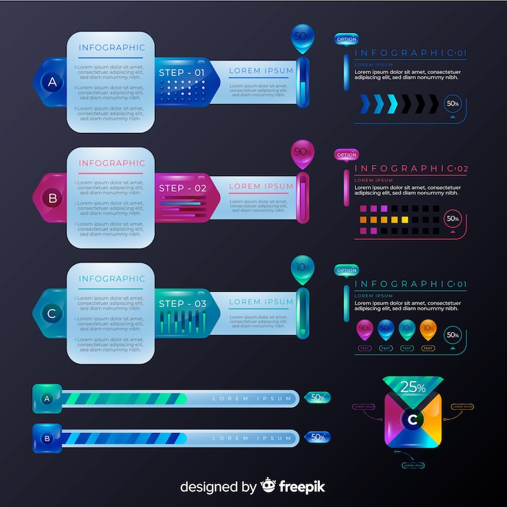 Free Vector realistic glossy plastic infographic template