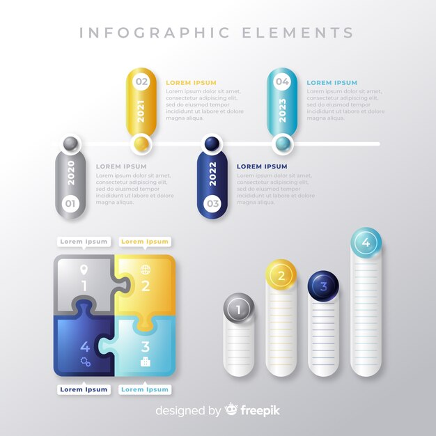 Free vector realistic glossy plastic infographic template