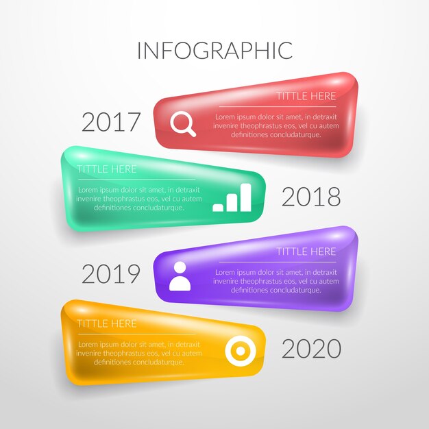 Realistic glossy timeline infographic