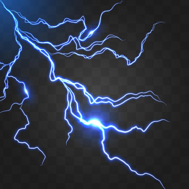 Realistic glowing lightning bolt