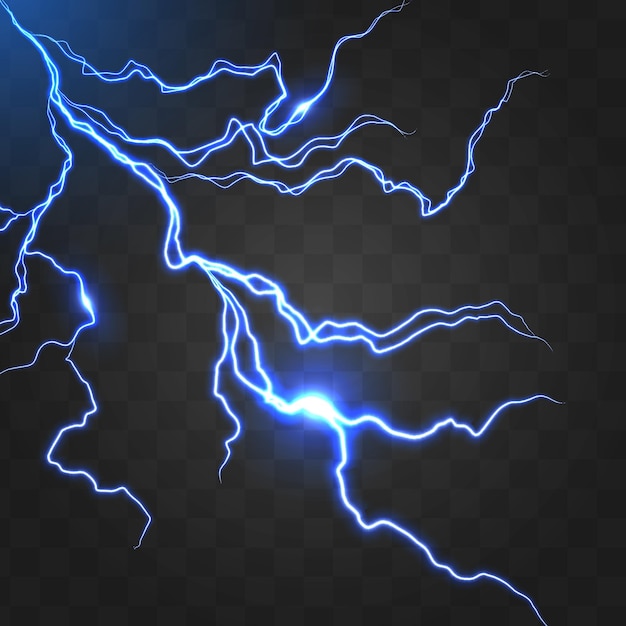 Realistic glowing lightning bolt