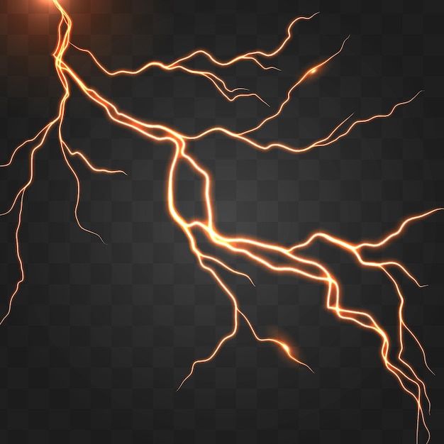 Realistic glowing lightning bolt