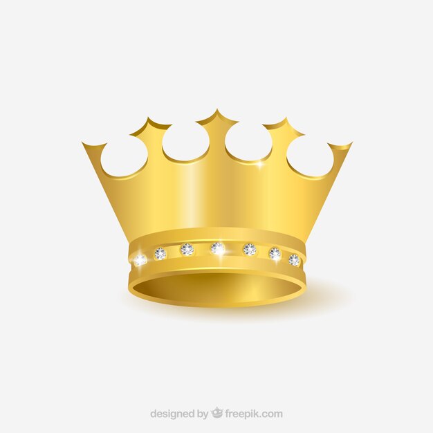 Realistic gold crown with diamonds