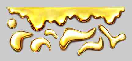 Free vector realistic gold liquid drops collection