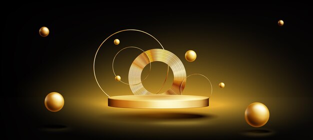 Realistic gold podium background