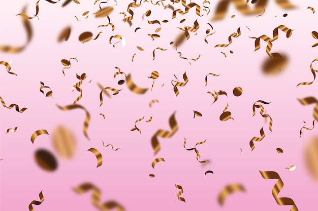 Realistic golden blurred confetti background