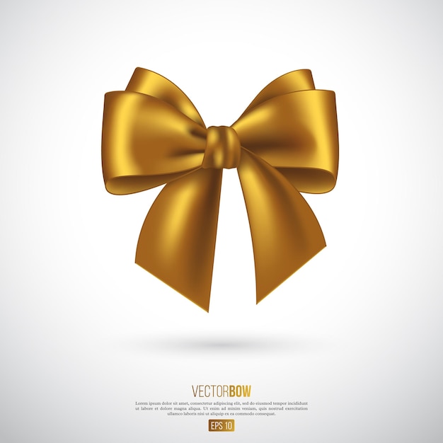 Realistic golden bow and ribbon. Element for decoration gifts, greetings, holidays. Vector illustration.