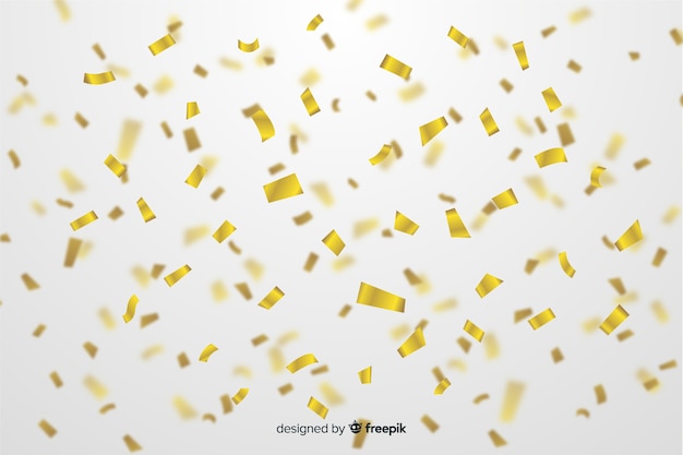 Realistic golden confetti background