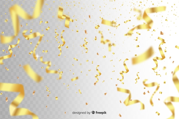 Realistic golden confetti background