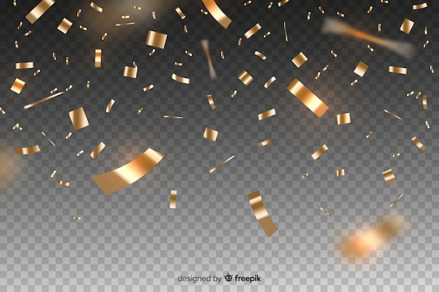 Realistic golden confetti background