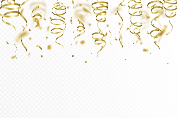 Realistic golden confetti background