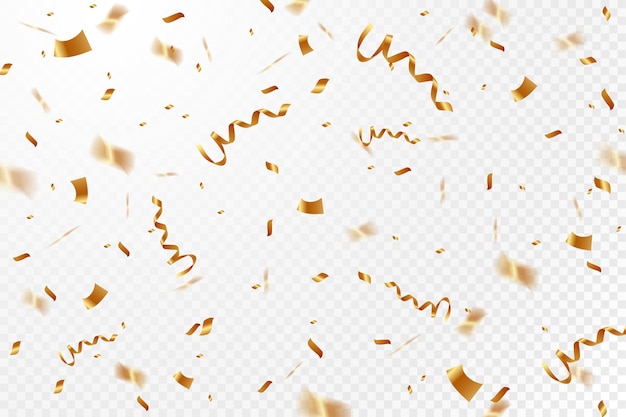 Realistic golden confetti background