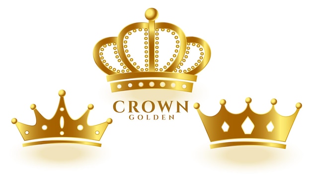 Free vector realistic golden crown set for king or queen