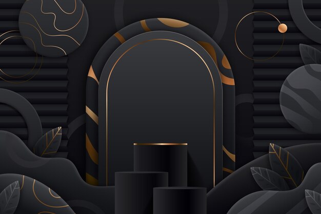 realistic golden dark podium background