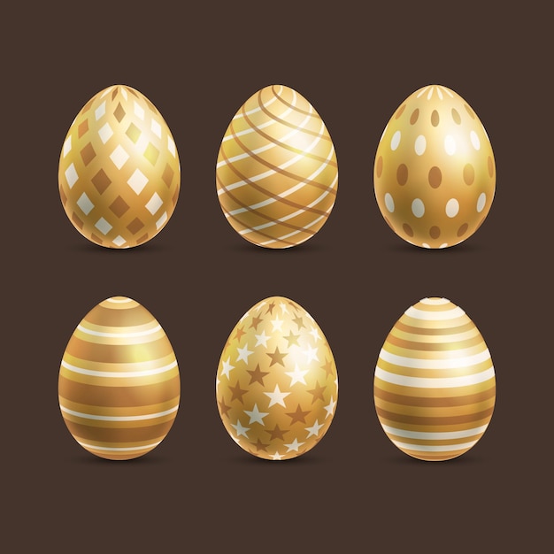 Реалистичная коллекция золотых пасхальных яиц