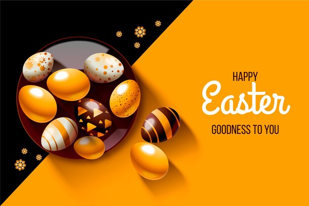 Free vector realistic golden easter illustration