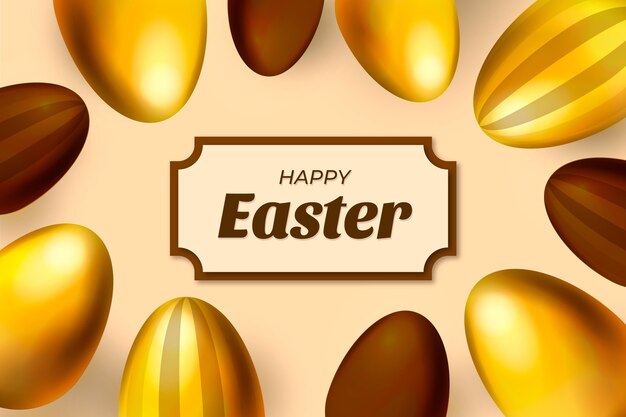 Realistic golden easter illustration