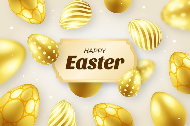 Realistic golden easter illustration