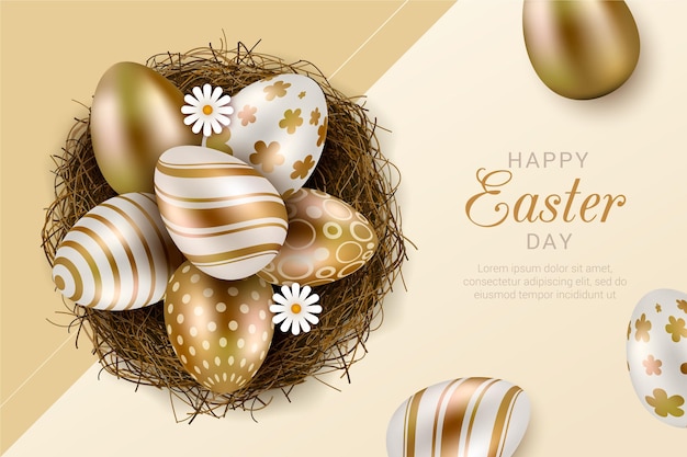 Free vector realistic golden easter illustration