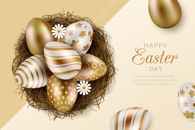 Realistic golden easter illustration