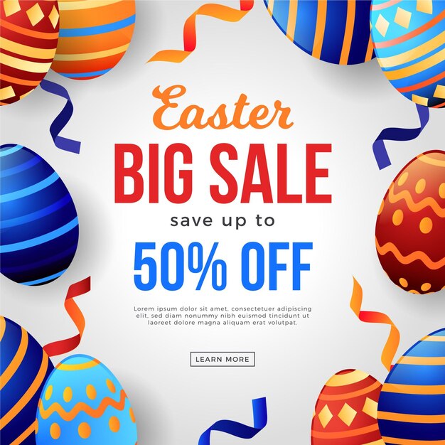 Realistic golden easter sale illustration