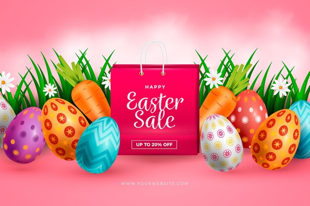 Realistic golden easter sale illustration