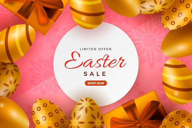 Free vector realistic golden easter sale illustration