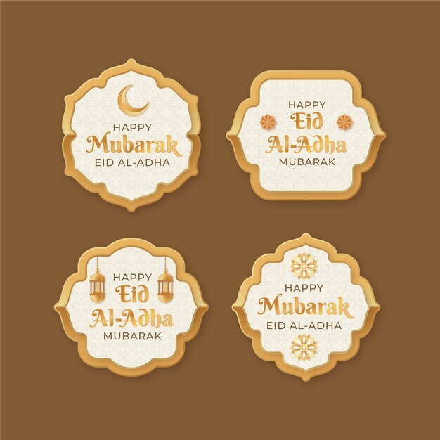 Realistic golden eid al-adha badges