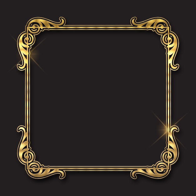 Free vector realistic golden frame design