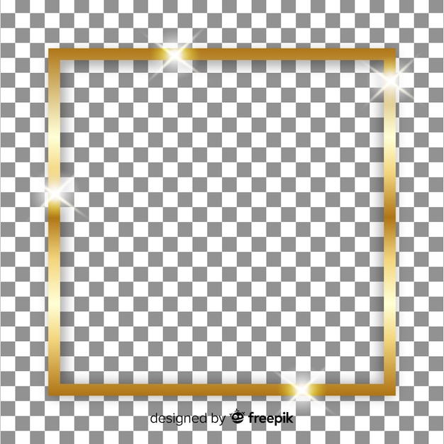 無料ベクター 透明な背景にリアルなゴールデンフレーム