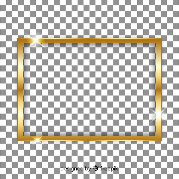 Free vector realistic golden frame on transparent background