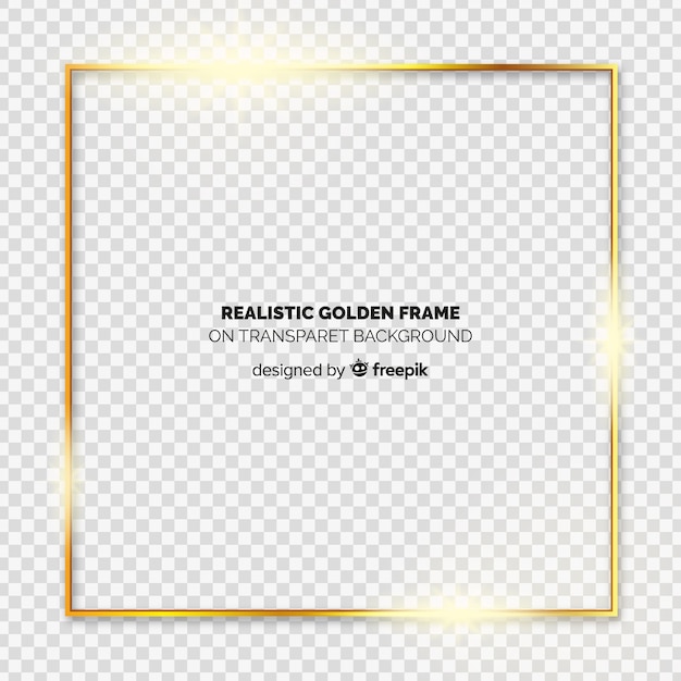 Realistic golden frame on transparent background