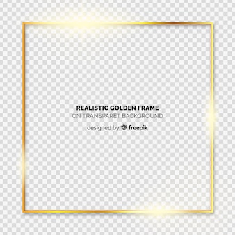 Realistic golden frame on transparent background