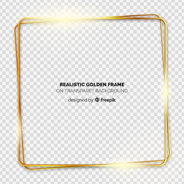 Realistic golden frame on transparent background