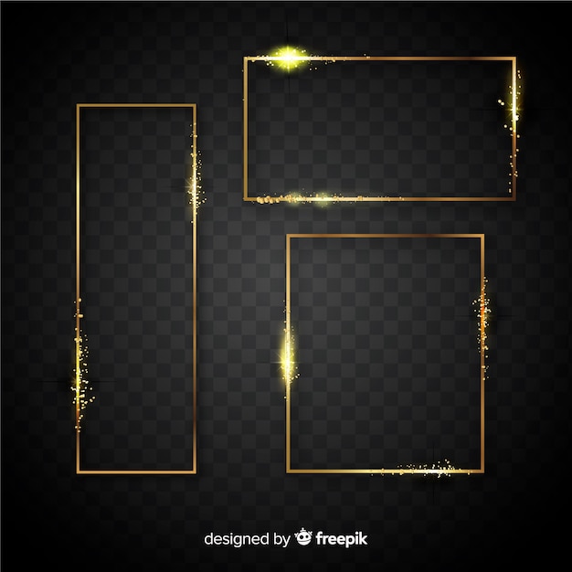 Free vector realistic golden frames set