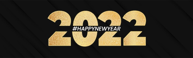 Post di felice anno nuovo dorato realistico 2022 con sfondo astratto