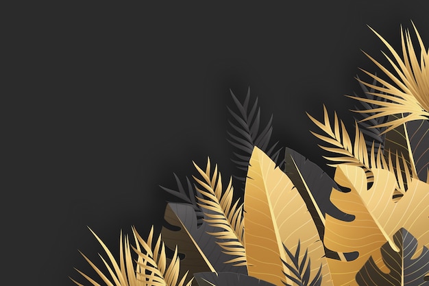 Realistic golden leaves background