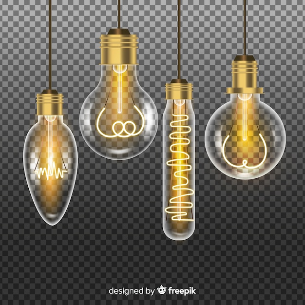 Realistic golden light bulbs