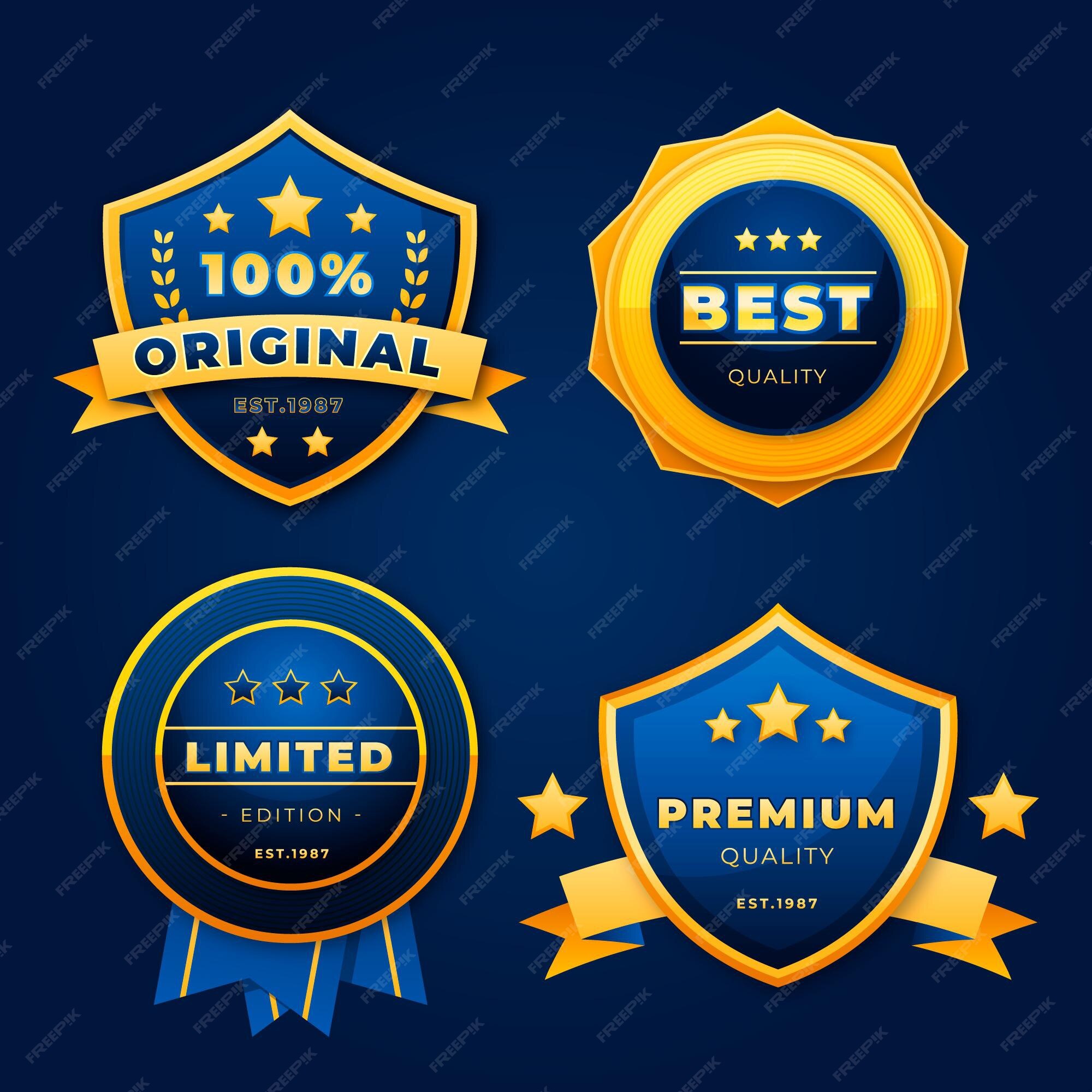 Free Vector  Realistic golden luxury badges collection