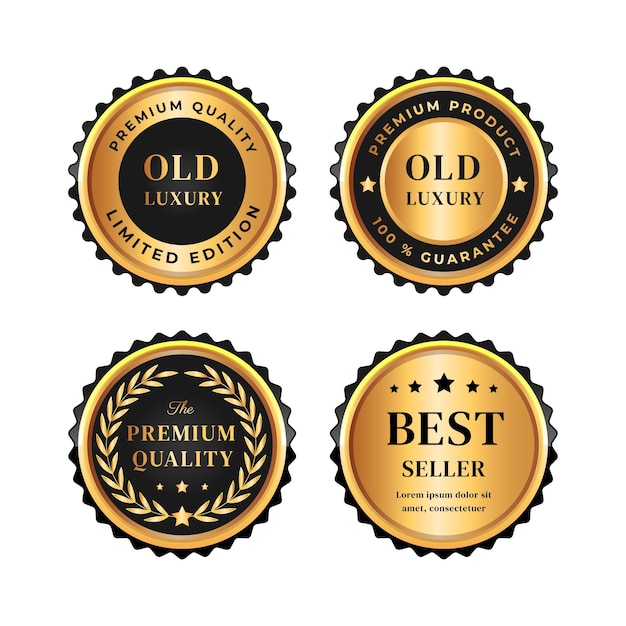 Realistic golden luxury badges collection