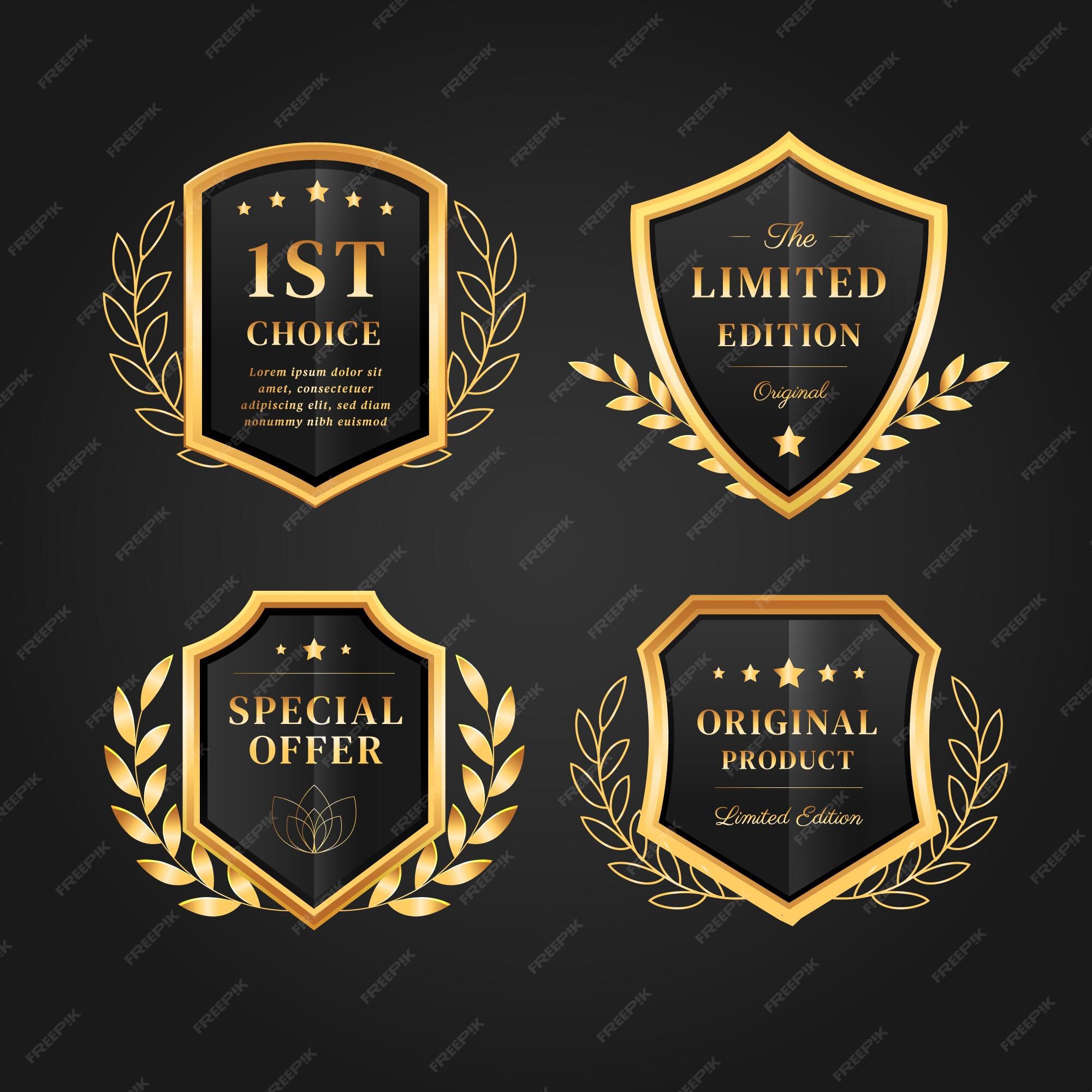 Free Vector  Realistic golden luxury badges collection